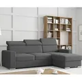 Produktbild: Ecksofa TOKIO Webstoff Anthrazit Grau mit Bett und Bettkasten Sofa Schlafsofa - Grau