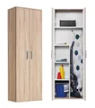 Produktbild: mokebo Besenschrank Mehrzweckschrank (60x180 cm) 'Der Lange' aus Holz auch als Haushaltsschrank, Putzschrank, Staubsaugerschrank, Vorratsschrank oder Flurschrank in Sonoma Eiche