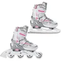 Produktbild: RAVEN Profession 2in1 Schlittschuhe Inlineskates Inliner für Kinder und Erwachsene verstellbar (White/Pink, 35-39 (23cm-25,5cm))