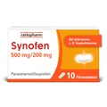 Produktbild: Synofen von ratiopharm: schnell, stark und gut verträglich gegen Schmerzen – mit der Wirkstoffkombination aus Paracetamol und Ibuprofen, 10 Filmtabletten