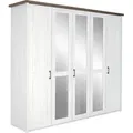 Produktbild: Carryhome Drehtürenschrank, Weiß, Trüffeleiche, Glas, Holzwerkstoff, 6 Fächer, 241x212x62 cm, Beimöbel erhältlich, Schlafzimmer, Kleiderschränke, Drehtürenschränke