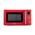 Produktbild: MEDION Retro Mikrowelle klein (20 Liter, ca. 800 Watt, 5 Mikrowellenstufen, 8 Automatikprogramme, Digitale Anzeige, Auftaufunktion, kompakt, MD15000) rot