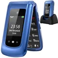 Produktbild: ULEWAY Seniorenhandy Klapphandy ohne Vertrag,GSM Großtasten Mobiltelefon SOS Notruffunktion,Taschenlampe,FM Radio,2.4 Zoll Dual Display Handy für Senioren (Blau)(mit Ladestation)