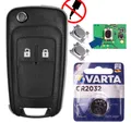 Produktbild: mt-key Auto Klapp Schlüssel Gehäuse + Mikrotaster + Rohling + VARTA CR2032 Knopfzelle, CR2032 (3 V), für OPEL Funk Fernbedienung