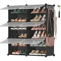 Produktbild: Schuhregal, Schwarz, Weiß, Metall, Kunststoff, 6 Schubladen, 82x92x32 cm, Garderobe, Schuhaufbewahrung, Schuhregale