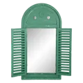 Produktbild: Esschert Spiegel-Spiegelfenster mit Jalousie Louvre grün Vintage Wand Bad WD12