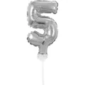Produktbild: Idena Folienballon Zahl 5 am Stab 13cm silber (1 x) (22658362)
