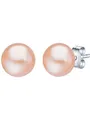 Produktbild: Valero Pearls Damen Perlenohrstecker aus 925/- Sterling Silber mit Button Süßwasser-Zuchtperle 7-8 mm apricot - Silberohrstecker mit echter Perle