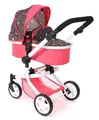 Produktbild: Bayer Chic 2000® 2in1 Puppenwagen Mika – Butterfly Koralle– faltbar – höhenverstellbarer Griff 47-80 cm – modernes Gestell – Puppen bis 52 cm – 4-8 J.
