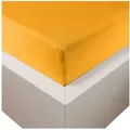 Produktbild: Traumschloss Spannbettlaken Premium Plus, Jersey, Gummizug: rundum, (1 Stück), 260g/m2, 47,5% Mako Baumwolle, 47,5% Lyocell, 5% Elasthan gelb 140-160 cm x 200-220 cm