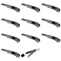 Produktbild: 10 Alu Cuttermesser mit 10 Abbrechklingen 18mm Teppichmesser Cutterklingen Set