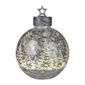 Produktbild: LED Dekoobjekt Kugel FROSTY WINTERWALD H. 29cm silber Glas Formano W25