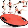 Produktbild: Balance Board aus Kunststoff bis 150 kg, Rutschfestes Wackelbrett mit Griffen, Gleichgewichtstrainer für Physiotherapie, ø 40 cm Rot Retoo - Rot