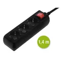 Produktbild: HAMA Steckdosenleiste 3-fach mit Schalter, 1,4 m, Schwarz, 2er-Set #32103156
