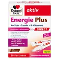 Produktbild: Doppelherz Energie Plus Koffein + Taurin + B-Vitamine DIRECT – Mit Vitamin B1, B5 (Pantothensäure) und B12 als Beitrag zum Energiestoffwechsel – 20 Portionsbeutel