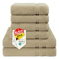 Produktbild: Hammetex 6 teiliges Handtuch Set, 100% Baumwolle Weich Saugstark Qualität Handtücher Set, 2 Badetücher 70x140 cm, 4 Handtücher 50x100 cm, Beige