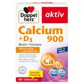Produktbild: Doppelherz Calcium 900 + D3 + Biotin + Folsäure – Calcium leistet einen Beitrag zum normalen Knochenerhalt und zur normalen Muskelfunktion – 80 Tabletten