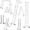Produktbild: COSTWAY 7-in-1 Mehrzweckleiter bis 150kg, Klappleiter Länge bis 370,5cm verstellbar aus Alu