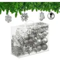 Produktbild: Relaxdays - Weihnachtskugeln 100er Set, glitzernd, matt & glänzend, Baumschmuck, Kunststoff, verschiedene Designs, silber