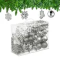 Produktbild: Relaxdays Weihnachtskugeln 100er Set, glitzernd, matt & glänzend, Baumschmuck, Kunststoff, Verschiedene Designs, Silber