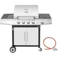 Produktbild: Gasgrill 4+1 Brenner Grillwagen mit automatischer Zündung,integriertem Thermometer und Unterschrank Edelstahl Brenner mit 14,5 kW Camping Gasgrill