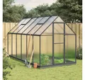 Produktbild: vidaXL Gewächshaus, Gewächshaus mit Fundamentrahmen Anthrazit 334x169x202 cm Alu