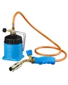 Produktbild: CFH Lötmeister LM 3000 Lötbrenner mit 2 x Kartuschen und Gasschlauch 1,5 m - Gas Lötgerät zum Weichlöten und Hartlöten, Stufenlos regulierbare Flamme