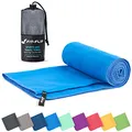 Produktbild: Fit-Flip Mikrofaser Handtuch - kompakte Microfaser Handtücher - ideal als Sporthandtuch, Reisehandtuch, Strandtuch - schnelltrocknend und leicht - Badetuch groß (60x120cm, Blau)