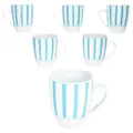 Produktbild: MamboCat Split türkis 6er Set Kaffeebecher I 300 ml I Porzellan-Becher mit Henkel & Streifen für 6 Personen I Tassen für Heißgetränke wie Tee, Kakao & Co
