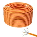 Produktbild: Premium X 50m CAT 7 Netzwerkkabel LAN Kabel Verlegekabel Ethernet Installationskabel 10 Gbit/s AWG23 S/FTP - reines Kupfer LSZH BauPVO Klasse Eca Datenkabel Simplex - Orange
