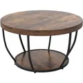 Produktbild: Costway Couchtisch Rund Holz & Metallrahmen 80 cm Rustikales Braun