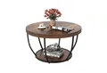 Produktbild: COSTWAY Couchtisch, Couchtisch rund, Sofatisch Holz mit 2 Ebenen & Metallrahmen 80cm