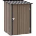Produktbild: Outsunny Gerätehaus aus Stahl, 0,92 m2 Geräteschuppen mit Pultdach für Balkon - Braun