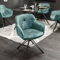 Produktbild: riess-ambiente Drehbarer Design Stuhl EUPHORIA petrol Samt im Retrostil mit Ziersteppung Esszimmerstuhl Armlehnstuhl Drehstuhl