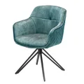 Produktbild: Riess Ambiente riess-ambiente Stuhl EUPHORIA - petrol Samt Armlehne Metallgestell schwarz drehbar Esszimmer