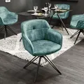 Produktbild: riess-ambiente Drehbarer Design Stuhl EUPHORIA petrol Samt im Retrostil mit Ziersteppung Esszimmerstuhl Armlehnstuhl Drehstuhl - Blau
