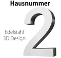 Produktbild: V2Aox Hausnummer Edelstahl Hausnummer 20 cm Hausnummernschild Hausnummer 2 Schild 3D