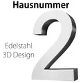 Produktbild: Edelstahl Hausnummer 20 cm Hausnummernschild Hausnummer 2 Schild Gross 3D V2Aox