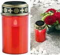 Produktbild: PEARL Grableuchte: Solar-LED-Grablicht mit Dauerlicht, rot (LED Grablicht mit Dämmerungssensor, Solar Grableuchte Ewiges Licht, Flamme)