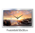 Produktbild: Kreative Feder Funkwanduhr 3D Designer-Wanduhr „Felsen am Strand“ aus gebürstetem Alu (3D-Wölbung, einzigartiges Zwei-Platten-Design, flüsterleises Uhrwerk)