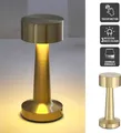 Produktbild: Metall Akku Tischleuchte Gold mit Touchfunktion 3 Weisstöne USB Nachttischlampe Aufladbar Helligkeit regulierbar Schreibtischlampe Dimmbar