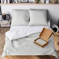 Produktbild: Wolkenfeld Bettwäsche 200x200 Grau Weiß - Kuschelig weich & Bügelfrei - 3teilig - 1x Bettbezug + 2X Kissenbezug 80x80