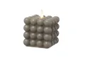 Produktbild: MARELIDA LED-Kerze Bubble Würfel Cube Kerze Echtwachs H: 9,5cm Timer grau (1-tlg)