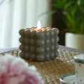 Produktbild: LED Kerze Bubble Würfel Cube Kerze Echtwachs 3D Flamme H: 9,5cm Timer braun