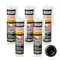Produktbild: Isolbau Hochtemperatur Silikon Dichtmasse Motor, Dichtstoff, Reparatur & Füllung von Rissen in Kaminen & Öfen, hochtemperaturbeständig bis + 350 °C, 5 x 300 ml Schwarz