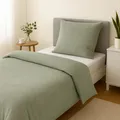 Produktbild: Musselin Bettwäsche 155 x 220 cm, mit Kissenbezug in 80 x 80 cm, oliv grün, 100% Baumwolle, sleepling