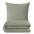 Produktbild: sleepling Musselin Bettwäsche, Bettbezug 155x220 cm + Kissenbezug 80x80 cm, 2-teiliges Set, 100% Baumwolle, Extra weiche Sommerbettwäsche, Made in EU, Oeko-TEX, Waschbar bis 60 Grad, Olive Grün