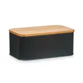 Produktbild: Zeller Brotkasten m. Bambusdeckel Metall matt schwarz 31 x 18 x 12,5 cm
