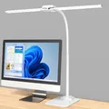 Produktbild: KableRika Schreibtischlampe LED Dimmbar: Doppelkopf LED Schreibtischlampe für Homeoffice - Augenschutz tageslichtlampe schreibtisch mit Metallbasis - büro tischlampe - schreibtischleuchte Weiß