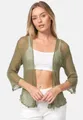 Produktbild: Rayshyne Bolero Bolero Cardigan Transparent Feminin Festlich (leichter Damen Sommerlicher Bolero Strickjacke festlich mit 3/4 Arm)